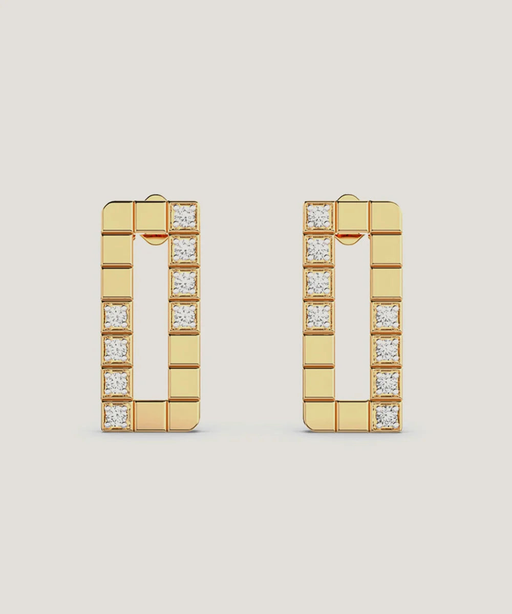 Elegant Stud Earrings in a sleek high-contrast midnight luxury editorial style